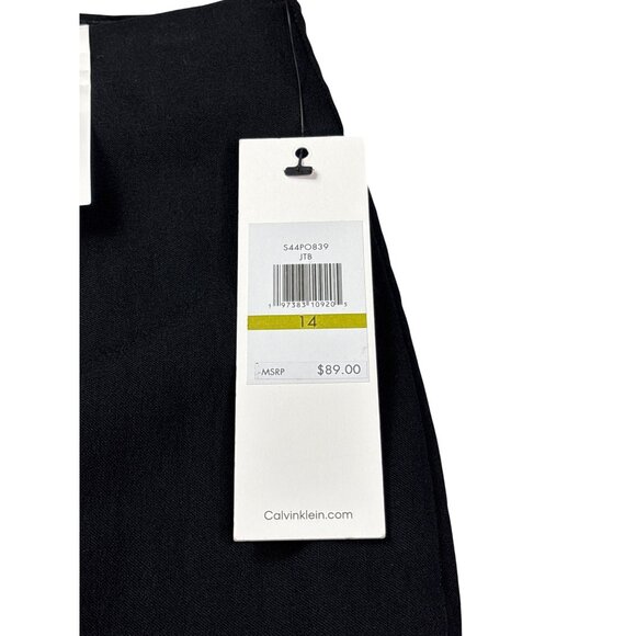 Calvin Klein Womens Stretch Ankle Length Black Suit Pants 14 Elastic Waist New - Picture 4 of 6
